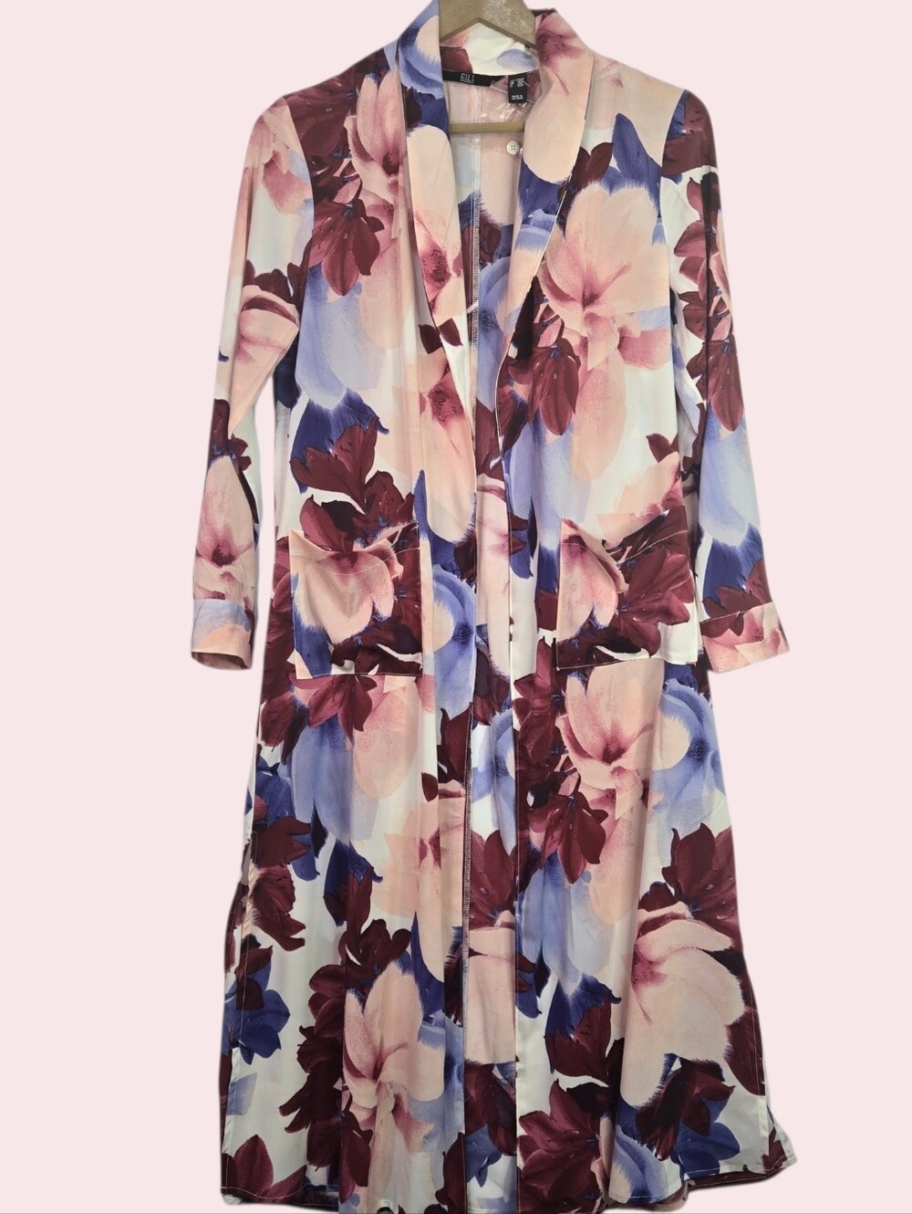 G.I.L.I. Size XXS (Fits XS) Petite open front feminine floral kimono/duster NWT - Picture 2 of 14